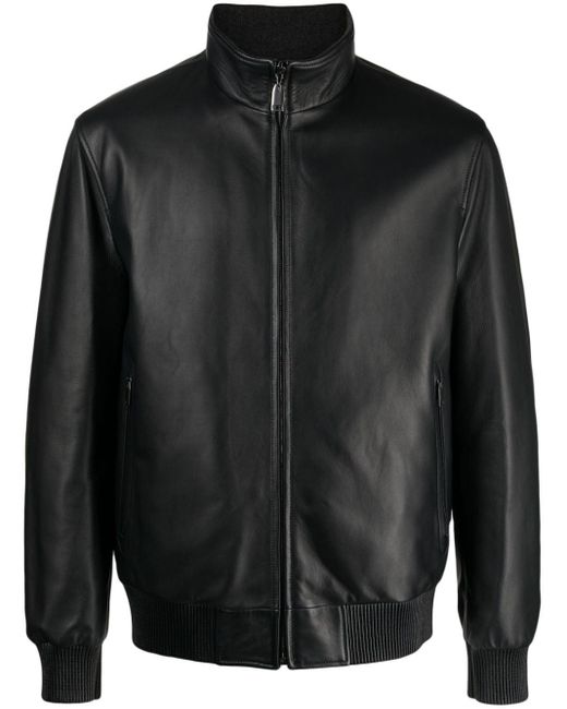 Brioni Black Zip-up Reversible Leather Jacket for men