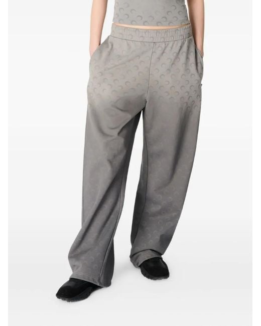 MARINE SERRE Gray Moon-Embossed Cotton Sweatpants