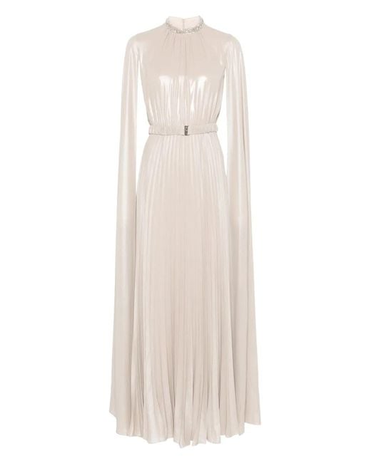 Nissa White Cape-Design Maxi Dress