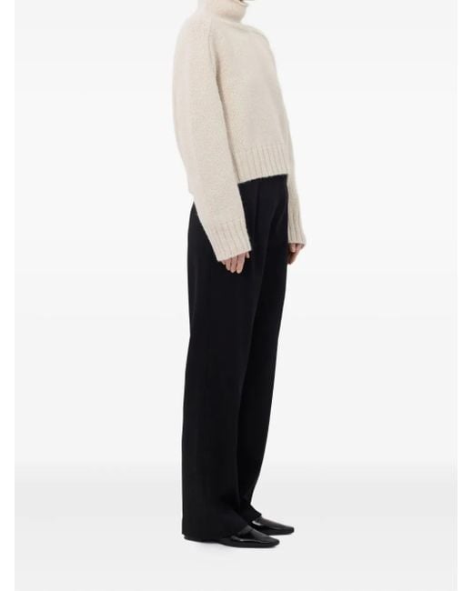 Loulou de Saison White Kean Stand Collar Ribbed Sweater