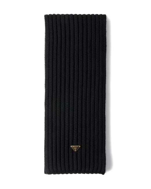 Prada Black Enameled Triangle Knit Scarf