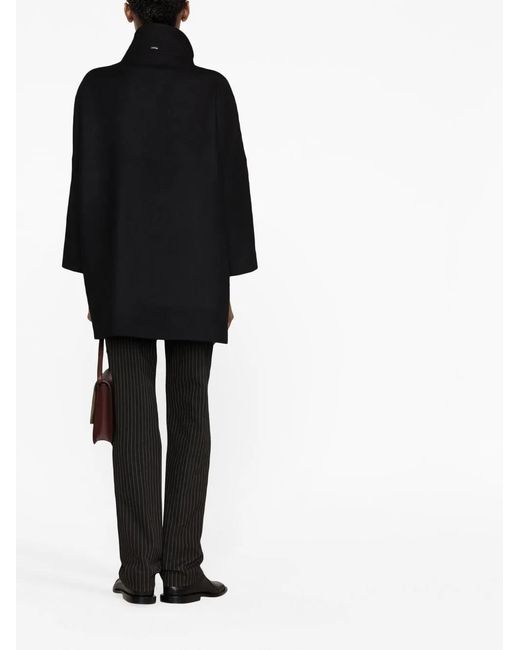 Herno Black High-Neck Single-Breasted Coat