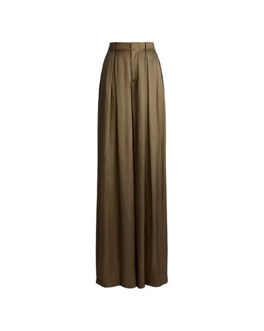 Ralph Lauren Natural Greer Lamé Pleated Trousers