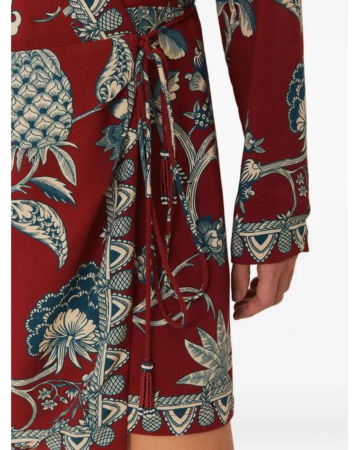 Farm Rio Red Floral-Print Mini Dress