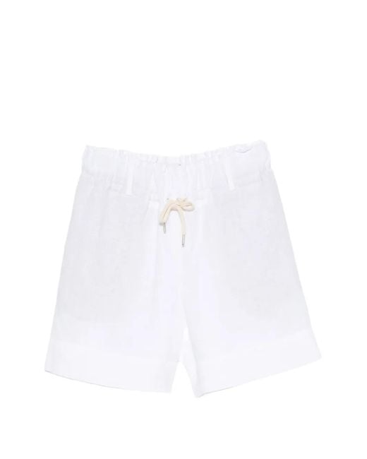 Eleventy White Short À Fermeture Boutonnée