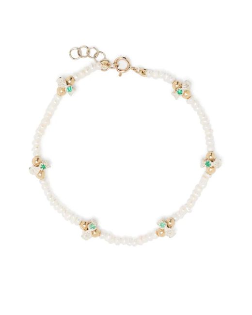 Pulsera Chelsea N°1 en oro amarillo de 9kt con perlas y diamantes Pascale Monvoisin de color White