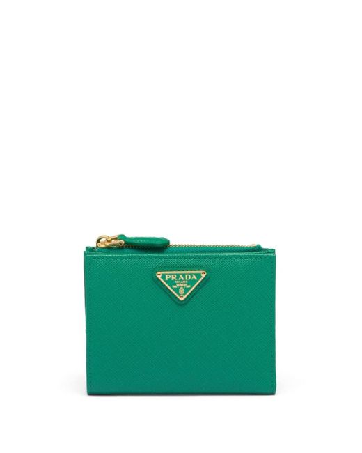 Prada Green Triangle-logo Saffiano Leather Wallet