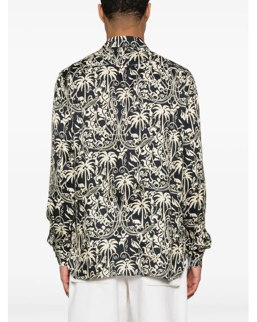 Laneus Shirt Met Palmboomprint in het White