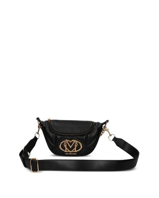 Love Moschino Black Gesteppte Schultertasche