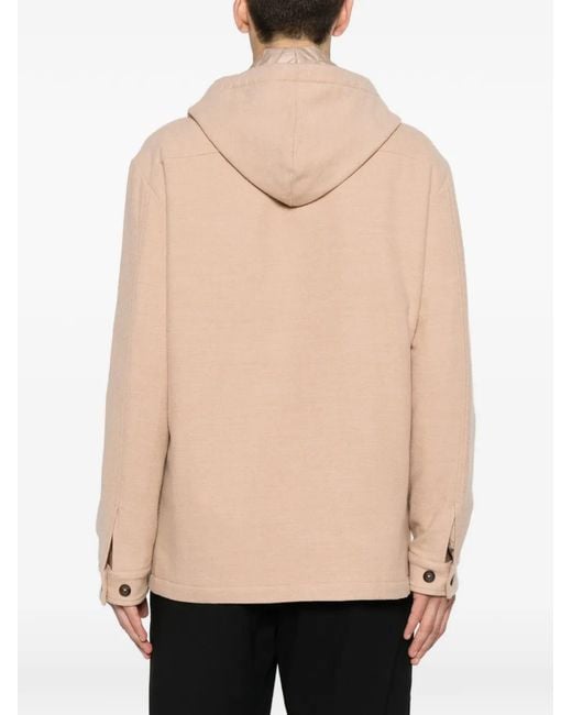 Eleventy Natural Hooded Button-Up Jacket for men