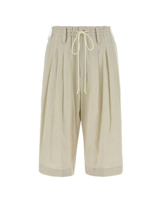 Y's Yohji Yamamoto White Drawstring Pleated Shorts