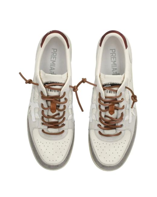 Premiata White Leather Panels Rubber for men