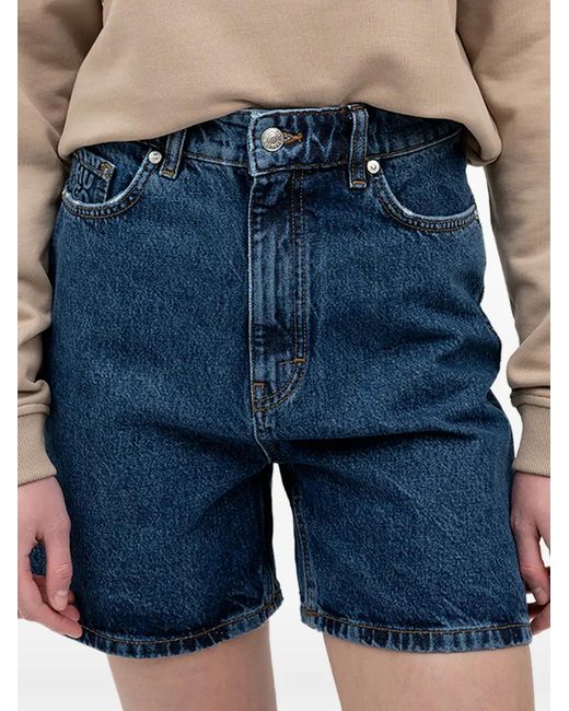 HUGO Blue Logo-Patch Denim Shorts