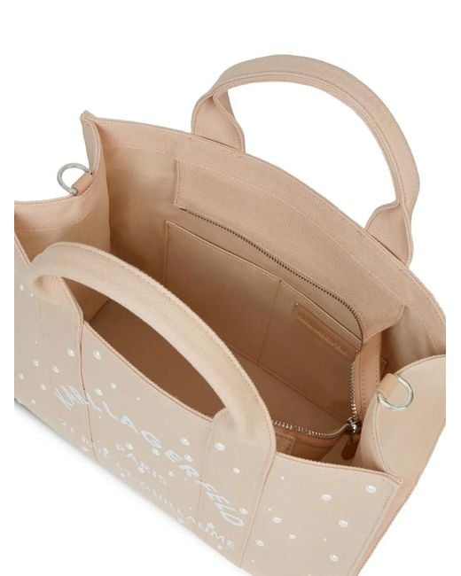 Karl Lagerfeld Natural Medium Rue St-Guillaume Pearl-Embellished Tote Bag