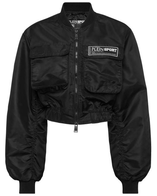 Philipp Plein Cropped Bomberjack in het Black