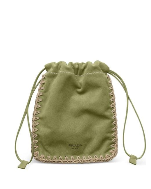 Prada Green Coque En Daim Pour Smartphone