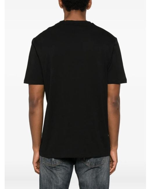 HUGO Black Logo-Print T-Shirt for men