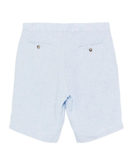 Paul & Shark Blue Linen Keychain Shorts for men