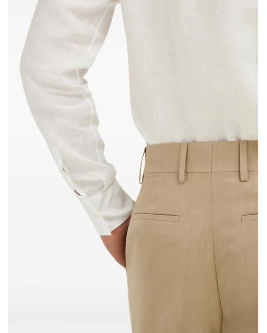 Ferragamo Natural Silk And Wool Tailored Trousers for men