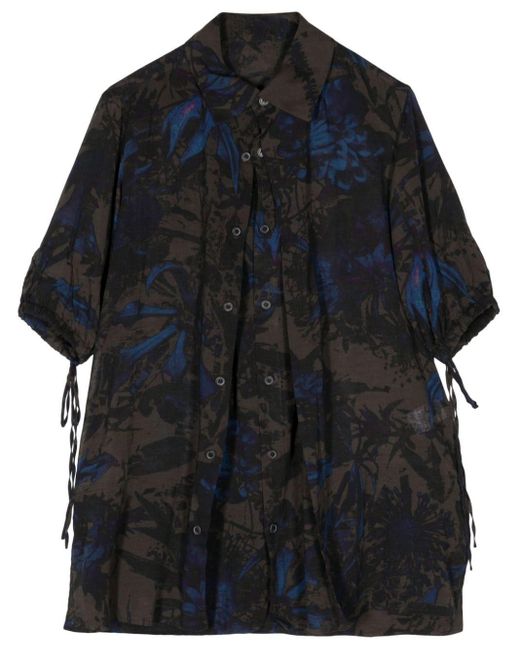 Y's Yohji Yamamoto Blue Hemd mit Blumen-Print