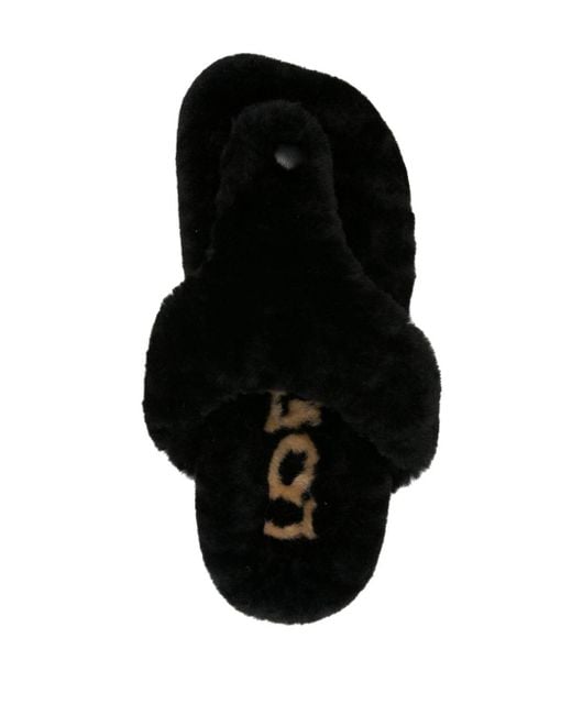 Loewe Black Ease Shearling Flip Flops