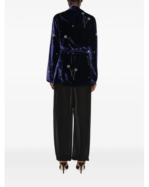 Forte_forte Blue Bead-Embellished Velvet Jacket
