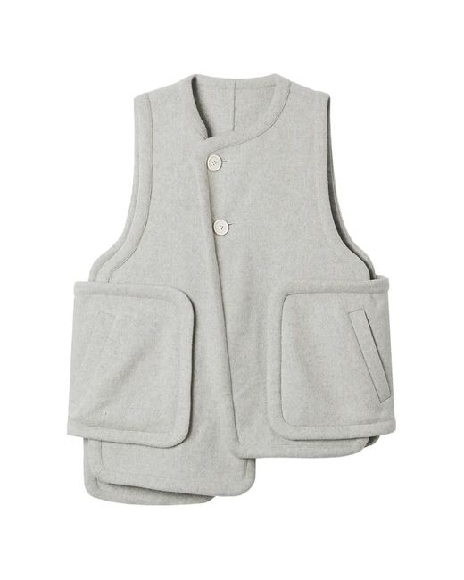Enfold Gray Button Pocket Vest