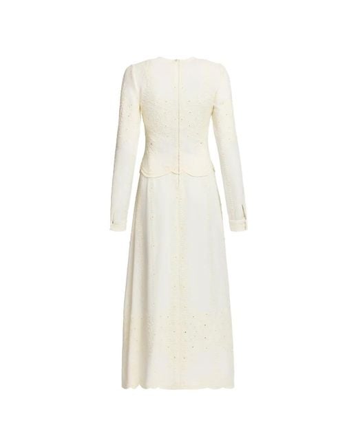 Elie Saab White Robe Longue À Col Rond