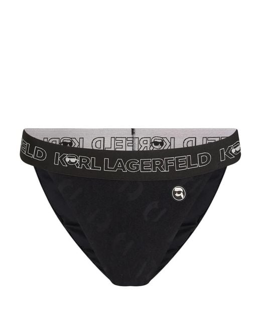Karl Lagerfeld Black Ikon 2.0 Logo-Appliqué Bikini Bottoms