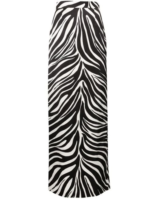 Nina Ricci White Zebra-print Maxi Pencil Skirt