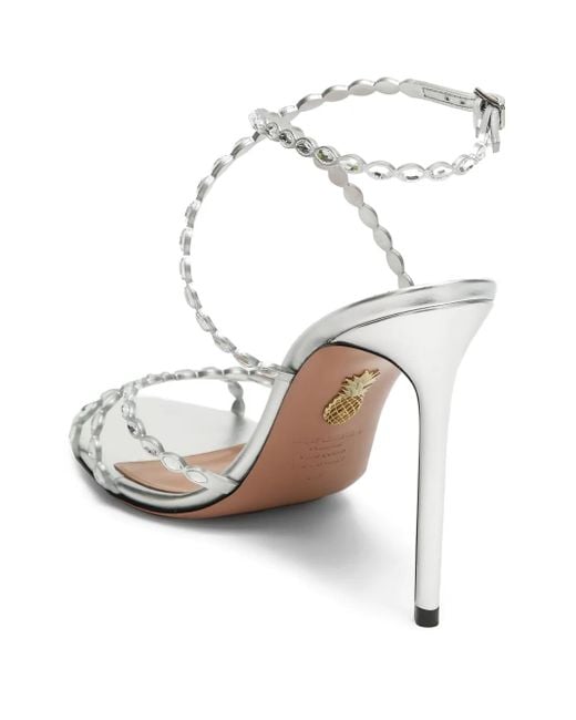 Aquazzura White 85Mm Love Struck Crystal-Embellished Sandals