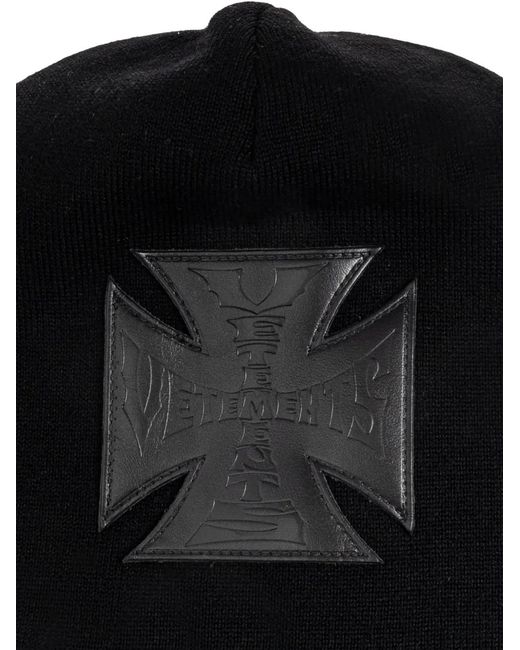 Vetements Black Logo-Patch Beanie Hat