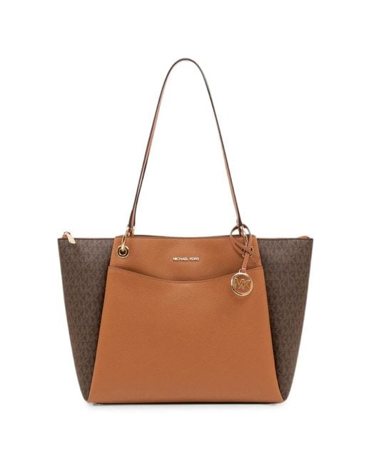 MICHAEL Michael Kors Brown Monogram-Pattern Leather Tote Bag