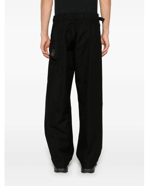 C P Company Black Logo-Patch Cargo Trousers for men