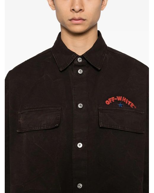 Off-White c/o Virgil Abloh Black Embroidered-Print Shirt for men