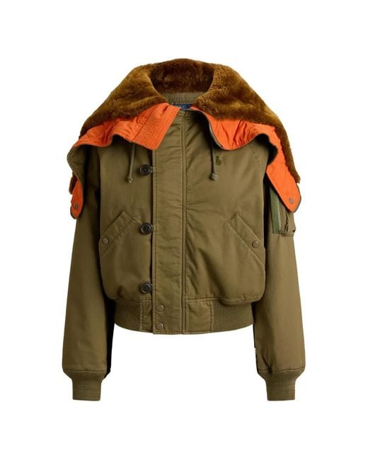 Polo Ralph Lauren Green Veste N2A À Col En Fourrure Artificielle