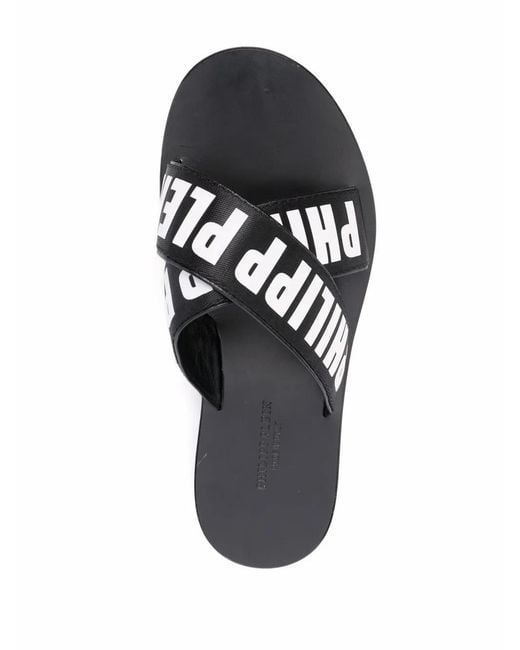 Philipp Plein Black Tm Gummy Leather Slides for men