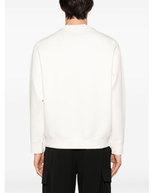 Emporio Armani Scuba Jersey Sweater Met Logo-reliëf in het White voor heren