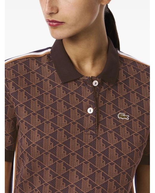 Lacoste Brown Geometric-Pattern Polo Dress