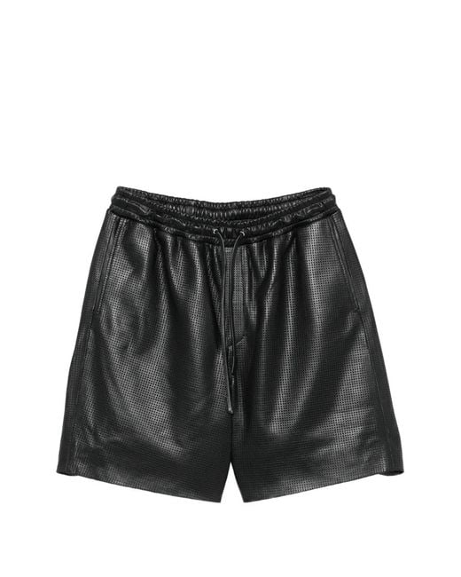 Arma Black Leather Deck Shorts for men
