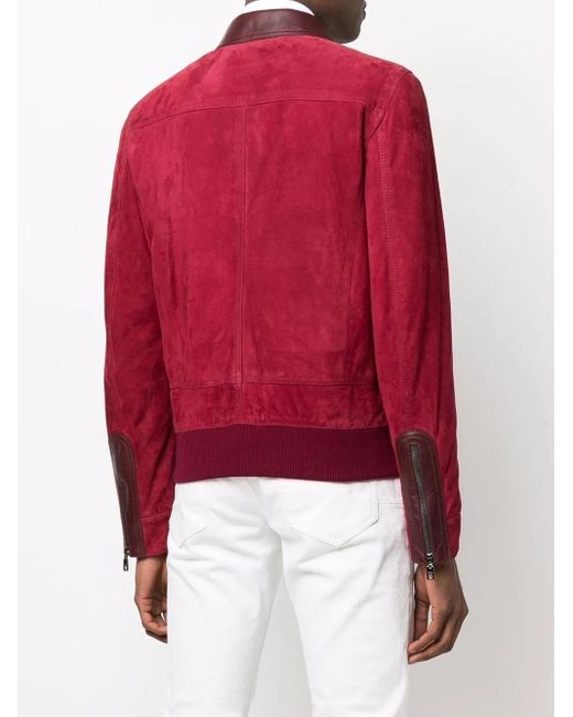 Dolce & Gabbana Red Suede Bomber Jacket for men