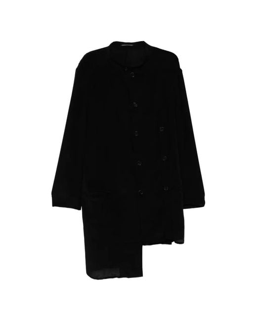 Yohji Yamamoto Black Stand Collar Asymmetric Jacket for men