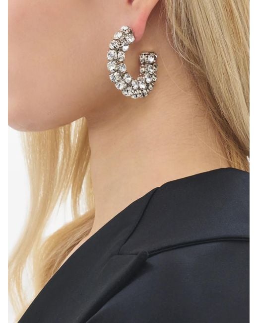 Area White Crystal Hoops Earrings