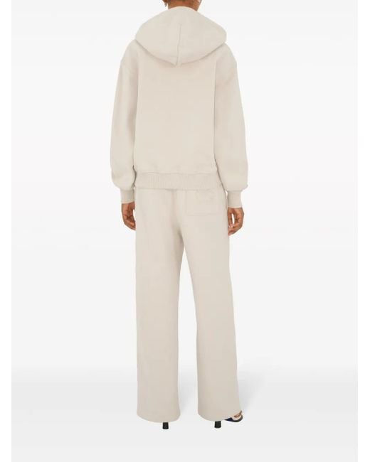 Burberry White Logo-Embroidered Cotton Track Pants