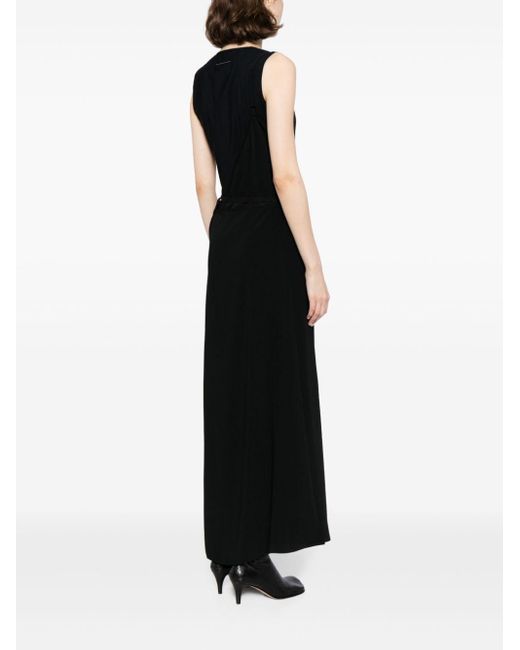 Vestido largo con detalle de encaje MM6 by Maison Martin Margiela de color Black