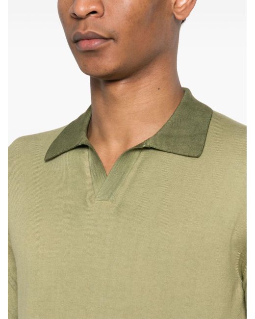 Altea Green Fine-knit Cotton Polo Shirt for men