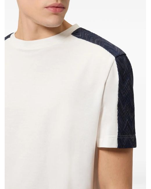 Missoni White Zigzag-Panel T-Shirt for men
