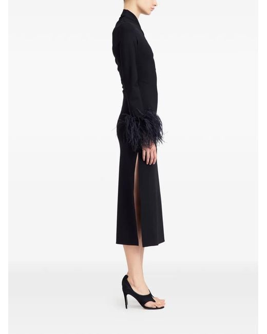 16 arlington black feather dress 16arlington Fujiko Feather-Trimmed Midi Dress In Black - 20% Off