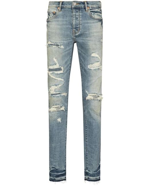 Jean P001 Vintage Skinny À Effet Usé Purple Brand pour homme en coloris Blue