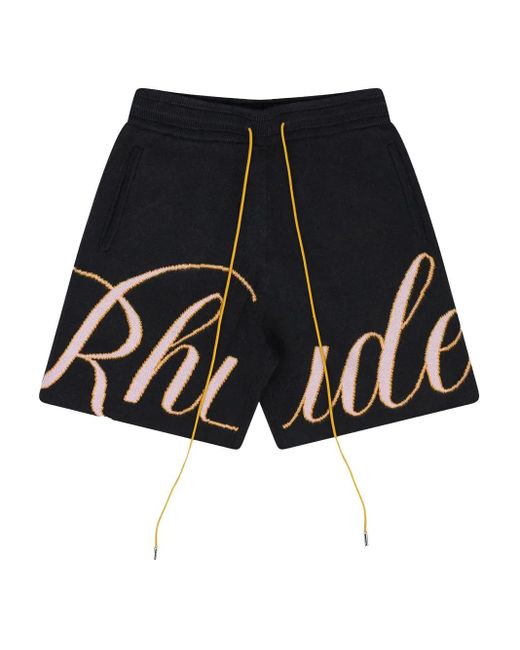 Rhude Blue Knit Script Swim Shorts for men